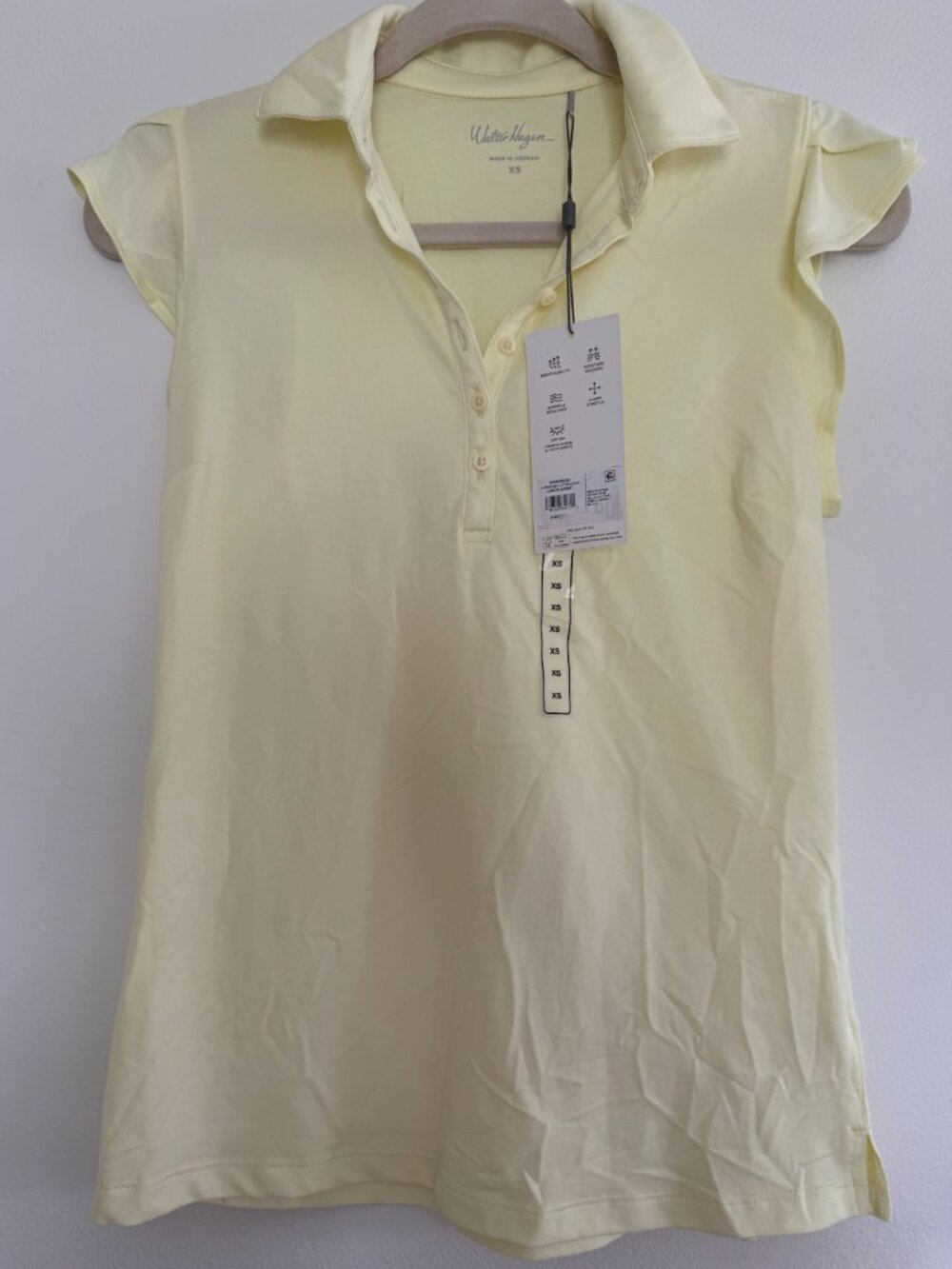 NWT Walter Hagen Yellow Flutter Sleeve Golf Tank Top | XS